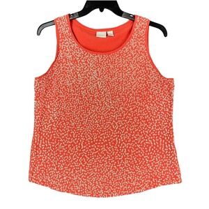 Chicos Tank Top Size L Ditzy Floral Fairy Office Sophisticated Chic Luxe Casual